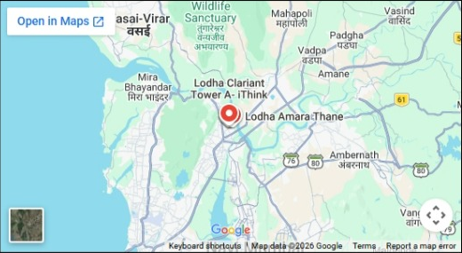 Map showing Protec India location near Lodha Clariant Tower A-iThink, Thane